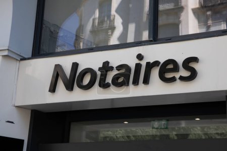 Photo for Bordeaux , France -  08 18 2023 : Notaires french brand text notary facade entrance sign logo agency building office - Royalty Free Image