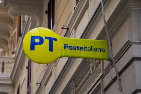 Photo for Milan , Italy  - 08 17 2023 : poste italiane yellow logo brand and text sign on wall facade italian post office in city italy street - Royalty Free Image