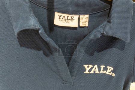 Photo for Bordeaux , France -  08 22 2023 : Yale University brand logo on polo shirt text sign expand share knowledge inspiring innovation and preserving cultural - Royalty Free Image