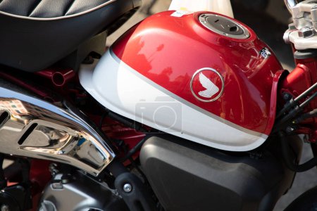 Photo for Bordeaux , France - 09 18 2023 : Honda red white monkey 125cc logo brand and text sign on fuel tank motorbike japan motorcycle - Royalty Free Image