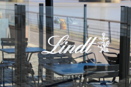 Photo for Bordeaux , France - 10 01 2023 : Lindt logo text shop bar windows and brand sign facade store wall of Swiss chocolate company - Royalty Free Image