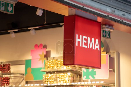 Photo for Bordeaux , France - 11 16 2023 : hema shop sign text entrance and brand logo red store front boutique in street - Royalty Free Image