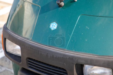 Photo for Bordeaux , France - 12 04 2023 : Piaggio ape porter Italian brand text small van and logo sign front of vehicle little car from italy - Royalty Free Image