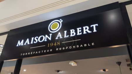 Photo for Bordeaux , France - 11 20 2023 : maison albert coffee shop sign logo cafe french coffee roaster makers text brand on wall facade - Royalty Free Image