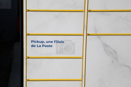 Photo for Bordeaux , France - 11 29 2023 : la poste pickup city terminal Locker Delivery Store self service delivery location packages - Royalty Free Image