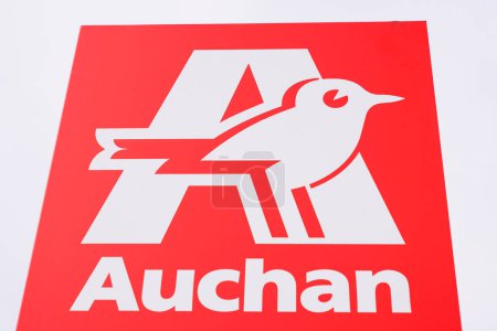 Photo for Bordeaux , France -  01 06 2024 : Auchan logo brand and text sign store French grocery retailer facade wall entrance of supermarket - Royalty Free Image
