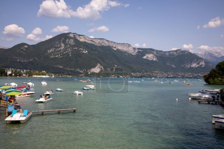 Photo for Annecy , France - 11 20 2023 : Annecy lake city by quiet morning with mountain canal access water lake - Royalty Free Image
