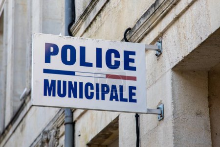 Photo for Bordeaux , France -  01 29 2024 : police municipale sign text and logo on facade office French police municipal in town center France - Royalty Free Image