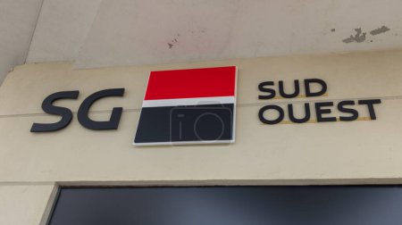 Photo for Bordeaux , France -  02 05 2024 : sg sud ouest societe generale french text brand bank logo sign front of entrance office french southwest agency - Royalty Free Image