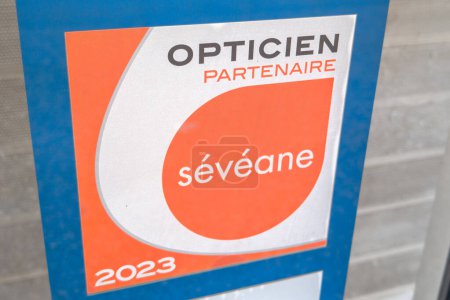 Photo for Bordeaux , France -  02 05 2024 : seveane partenaire optic complementary health insurance from Groupama and PRO BTP text logo shop sign brand store french Optician glasses - Royalty Free Image
