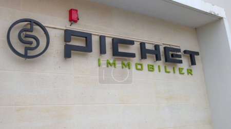 Photo for Bordeaux , France -  02 07 2024 : pichet immobilier office facade sign logo and brand text subsidiary of company home homebuilder signboard wall office - Royalty Free Image