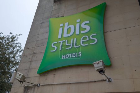 Photo for Bordeaux , France -  02 05 2024 : ibis styles pillow green sign logo hotel and facade text brand on building wall - Royalty Free Image