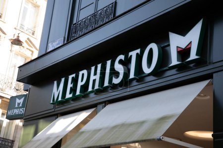 Photo for Bordeaux , France -  02 19 2024 : Mephisto sign logo green and brand text chain shop wall facade of shoes store entrance - Royalty Free Image