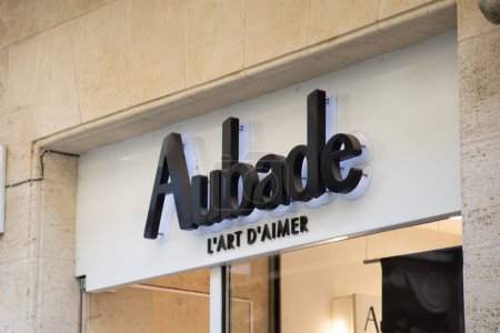 Photo for Bordeaux , France -  02 19 2024 : aubade art love text logo and sign brand front wall facade underwear lingerie chain store for women - Royalty Free Image