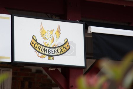 Photo for Bordeaux , France -  02 29 2024 : Grimbergen Belgian abbey beers sign text and logo bar brand on wall restaurant pub - Royalty Free Image