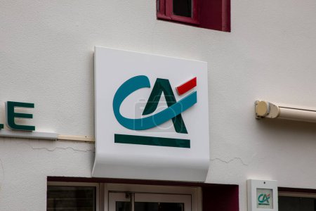 Photo for Bordeaux , France -  02 29 2024 : ca sign brand and text logo of Credit Agricole french bank entrance wall facade agency office - Royalty Free Image