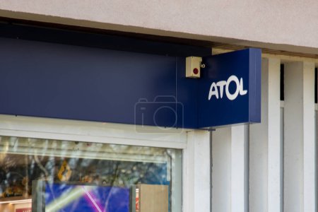 Photo for Bordeaux , France -  03 08 2024 : atol brand sign text and logo chain on wall facade optical shop medical french Optician entrance glasses store - Royalty Free Image