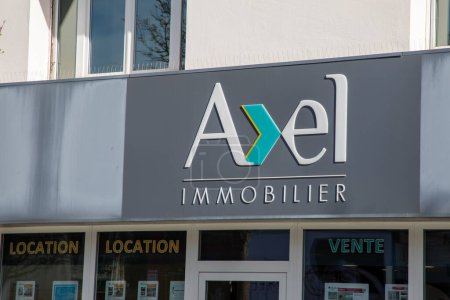 Photo for Bordeaux , France -  03 07 2024 : axel immobilier logo text and brand sign facade office of french real estate agency - Royalty Free Image