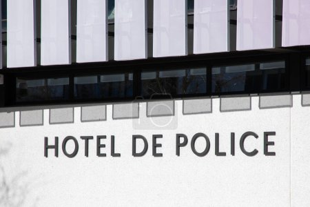 hotel de police text sign french means police station front of office building France facade office in merignac french city