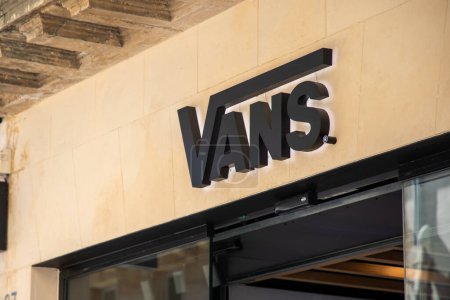 Photo for Bordeaux , France -  03 12 2024 : vans sign text storefront and logo brand chain on facade store wall entrance shop signage fashion boutique - Royalty Free Image