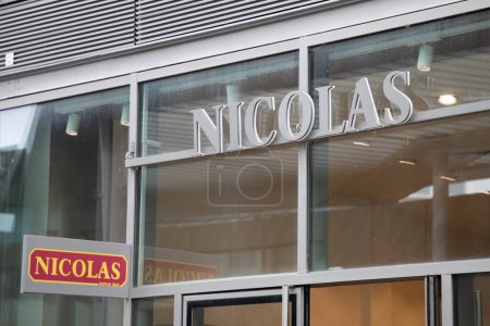 Photo for Bordeaux , France -  03 28 2024 : Nicolas logo brand and text sign facade entrance wall shop of French wine alcohol retailer store chain - Royalty Free Image