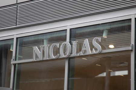 Photo for Bordeaux , France -  03 28 2024 : Nicolas logo brand and text sign facade shop of French wine alcohol retailer store chain - Royalty Free Image