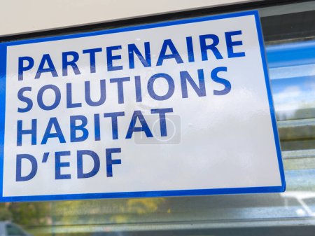 Photo for Bordeaux , France -  04 24 2024 : EDF partenaire solution habitat  sign text housing solution partner and brand logo on French multinational electric utility company france - Royalty Free Image