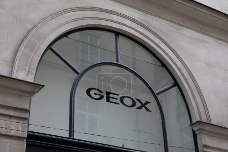 Photo for Bordeaux , France -  05 22 2024 : Geox sign text store and brand shop entrance logo of Italia shoes and clothing footwear wall facade chain - Royalty Free Image