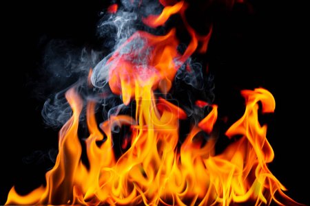Flamme Brennstoff png Hitze und Brandgefahr explodieren Grill rot gelb Flamme isoliert auf schwarzem Hintergrund