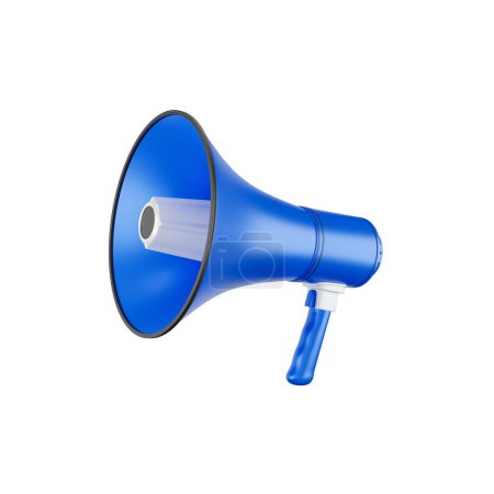 Téléchargez les photos : Amplifier haut-parleur ou mégaphone corne bleu mégafon est une icône simulée de haut-parleur de notification. rendu illustration 3d - chemin de coupe - en image libre de droit