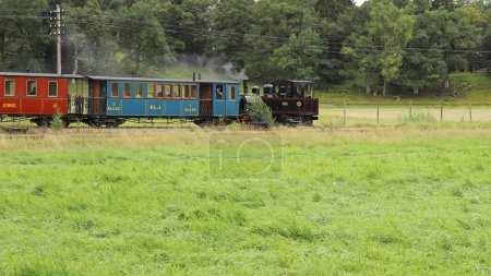 Foto de Mariefred, Suecia - 2 de septiembre de 2023: Tren de vapor histórico en el museo del ferrocarril Ostra Sodermanlands. - Imagen libre de derechos