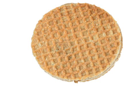Photo for Closeup of a whole stroopwafel cookie_white background. - Royalty Free Image