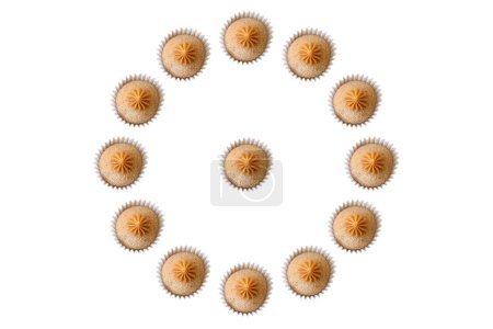Photo for Brazilian fudge balls of churros arranged in a circular shape. - Royalty Free Image