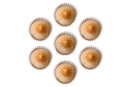 Photo for Seven Brazilian fudge balls of churros arranged in a circle - Royalty Free Image