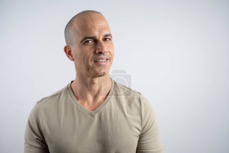 Caucasian, Brazilian man, 48 years old, in the studio showing emotions_2.