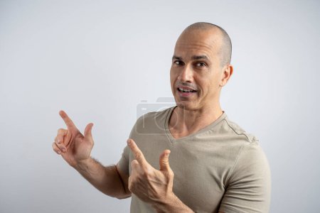 Caucasian, Brazilian man, 48 years old, in the studio showing emotions_6.