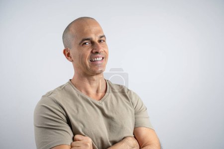 Caucasian, Brazilian man, 48 years old, in the studio showing emotions_10.