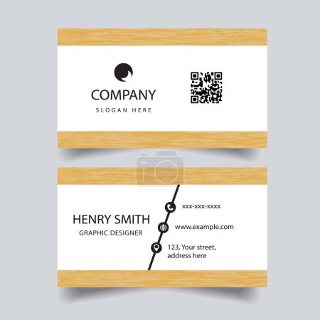 Illustration for Wood Textured Business Card Template - Royalty Free Image