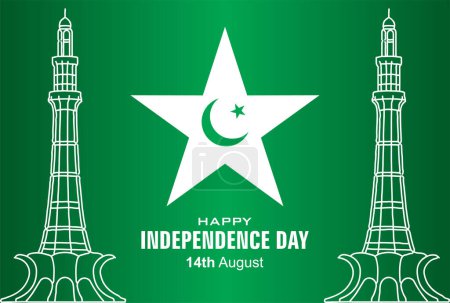 Illustration for Jashan e Azadi Mubarak. Vector Illustration of holiday 14 August. Happy Independence Day of Pakistan. - Royalty Free Image