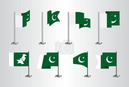 Illustration for Pakistan flag state symbol isolated on background national banner. Independence Day of the Islamic Republic of Pakistan. - Royalty Free Image