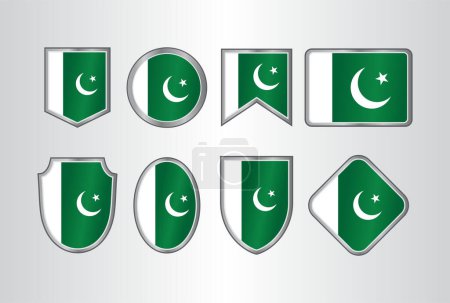 Illustration for Pakistan flag state symbol isolated on background national banner. Independence Day of the Islamic Republic of Pakistan. - Royalty Free Image