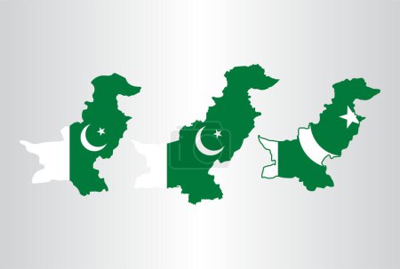Illustration for Map Pakistan flag state symbol isolated on background national banner. Independence Day of the Islamic Republic of Pakistan. - Royalty Free Image