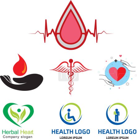Téléchargez les illustrations : Illustration vectorielle médicale et santé Logo Design Collection - en licence libre de droit