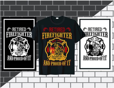 Illustration for Firefighter typography t-shirt print design template with a set of vintage typography - Royalty Free Image