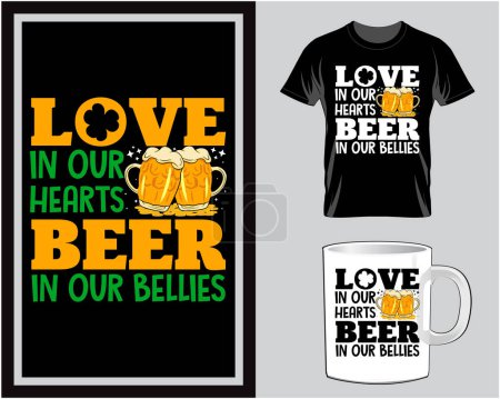 Ilustración de Love in your heart St. Patrick's Day t shirt and mug design vector illustration - Imagen libre de derechos