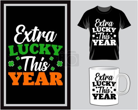 Ilustración de Extra lucky St. Patrick's Day t shirt and mug design vector illustration - Imagen libre de derechos