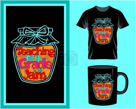 Illustration for Teaching fifth grade, Teacher  typography t shirt and mug design vector, quote lettering - Royalty Free Image