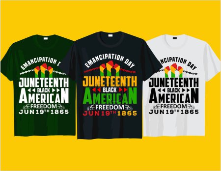 Ilustración de Juneteenth black history typography t shirt design vector illustration lettering, african american typography design - Imagen libre de derechos