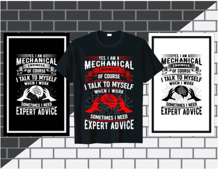 Illustration for Mechanical engineer T shirt design vector illustration - Royalty Free Image