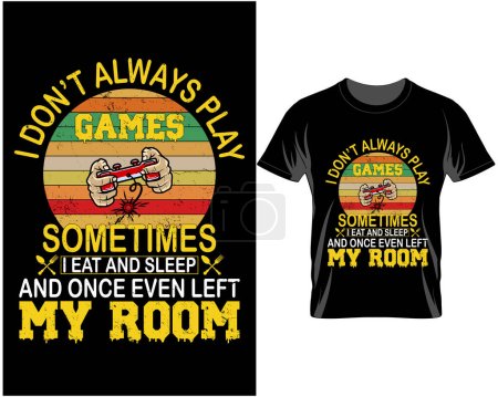 Ilustración de Gaming typography lettering t shirt design vector illustration, gaming quote vector t shirt vector - Imagen libre de derechos